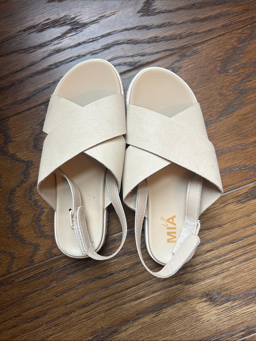 MIA Women's Crisscross Slingback Sandals in Light Beige